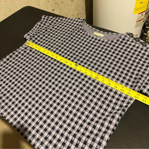 Madewell Blue Gingham Seersucker Top L Button Shoulder Short Sleeve Casual - Picture 7 of 8